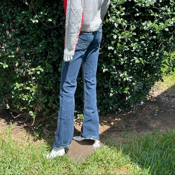 True Religion Dark Wash Low Rise Flare Leg Jeans - Picture 8 of 13